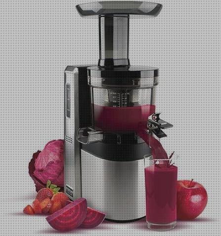 Licuadora Prensado en Frio 150W, Extractor de Zumos Lento 70 rpm,  Exprimidor de Verduras y Frutas con Función Inversa y Tornillo de Cerámica,  2